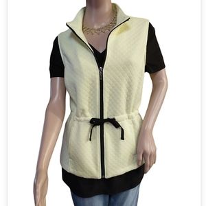 Weekends By Chico's Quilted Vest With Tie Waist And Zipper Front Sz M